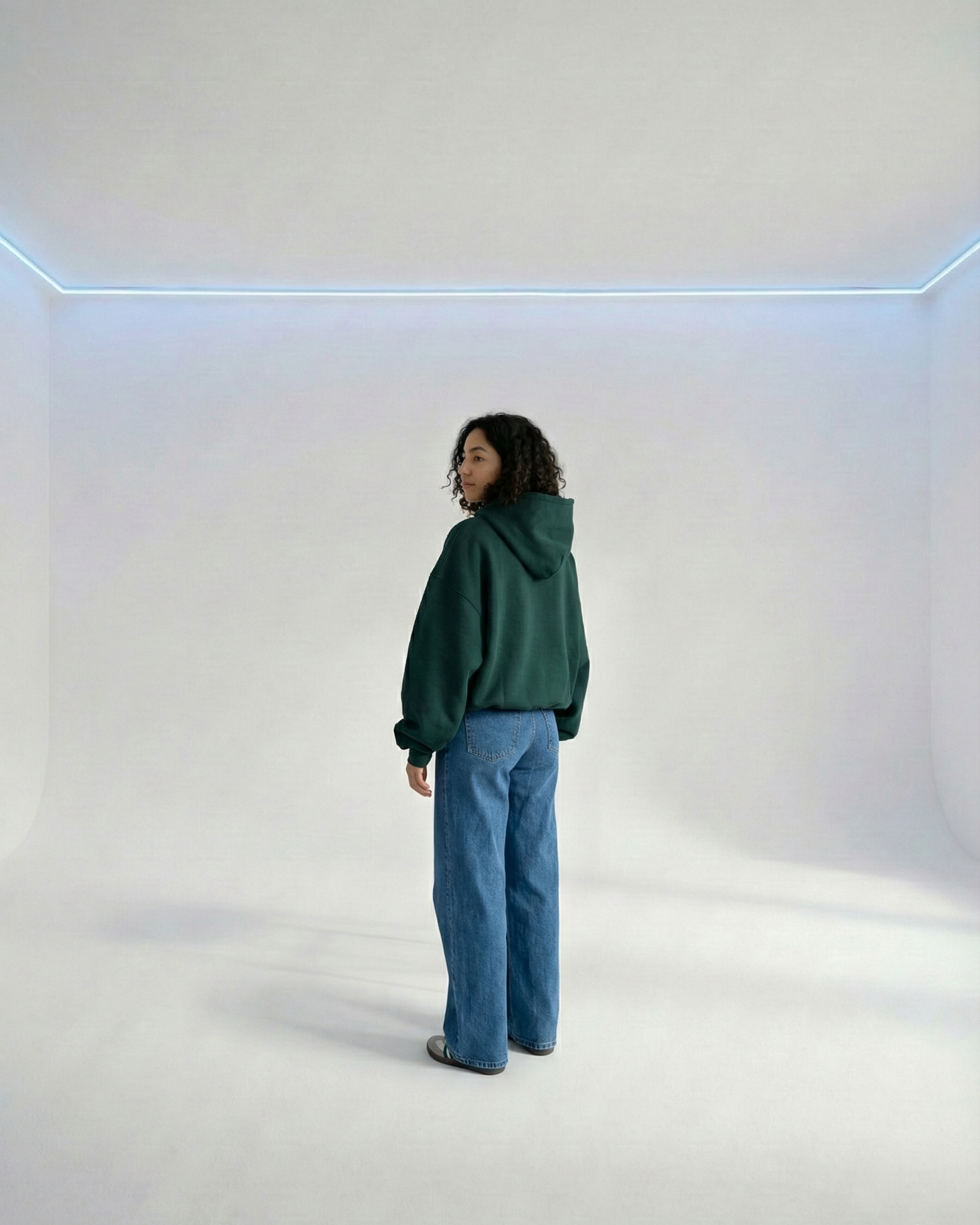 Emerald green cropped hoodie