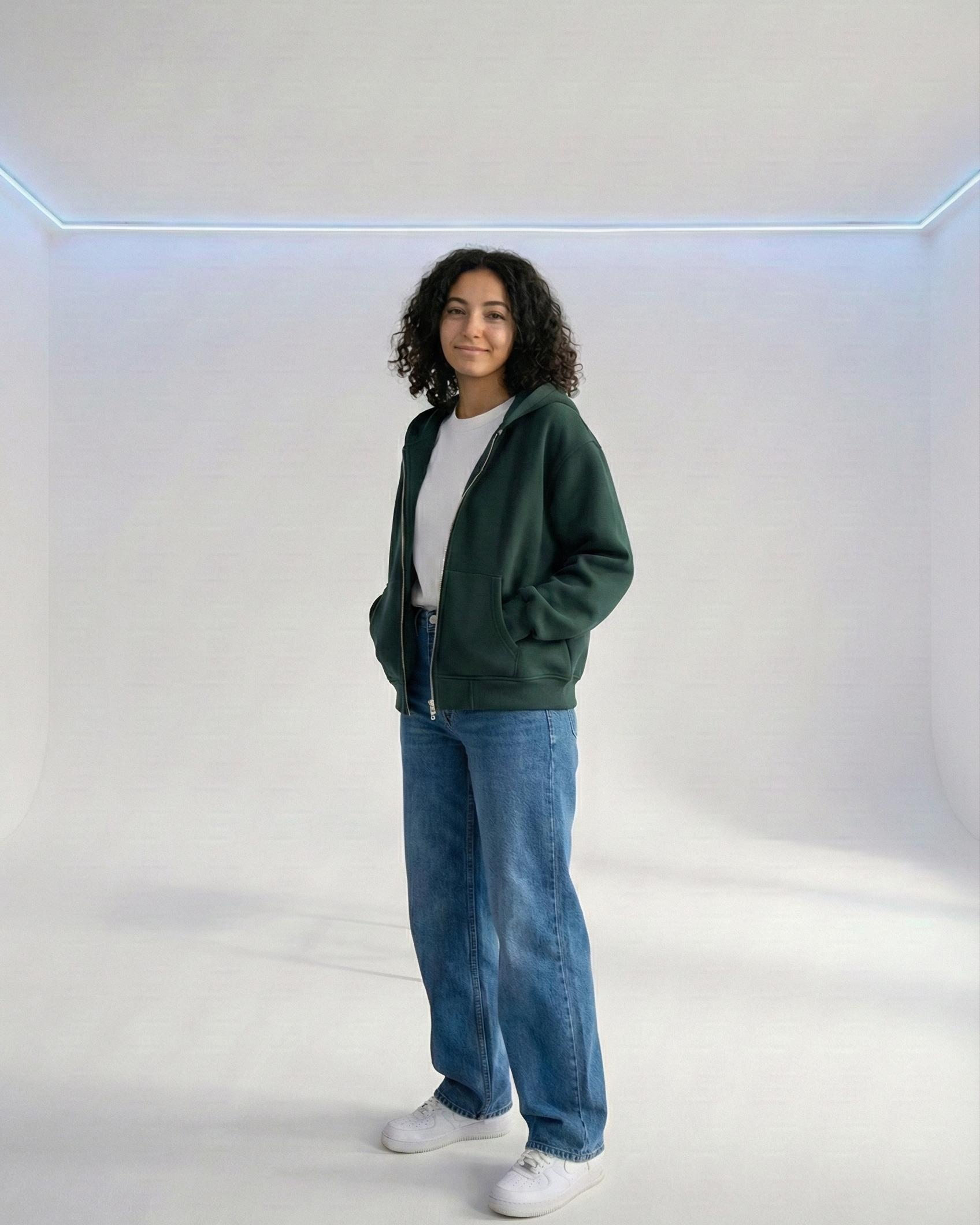 Emerald green cropped zippers