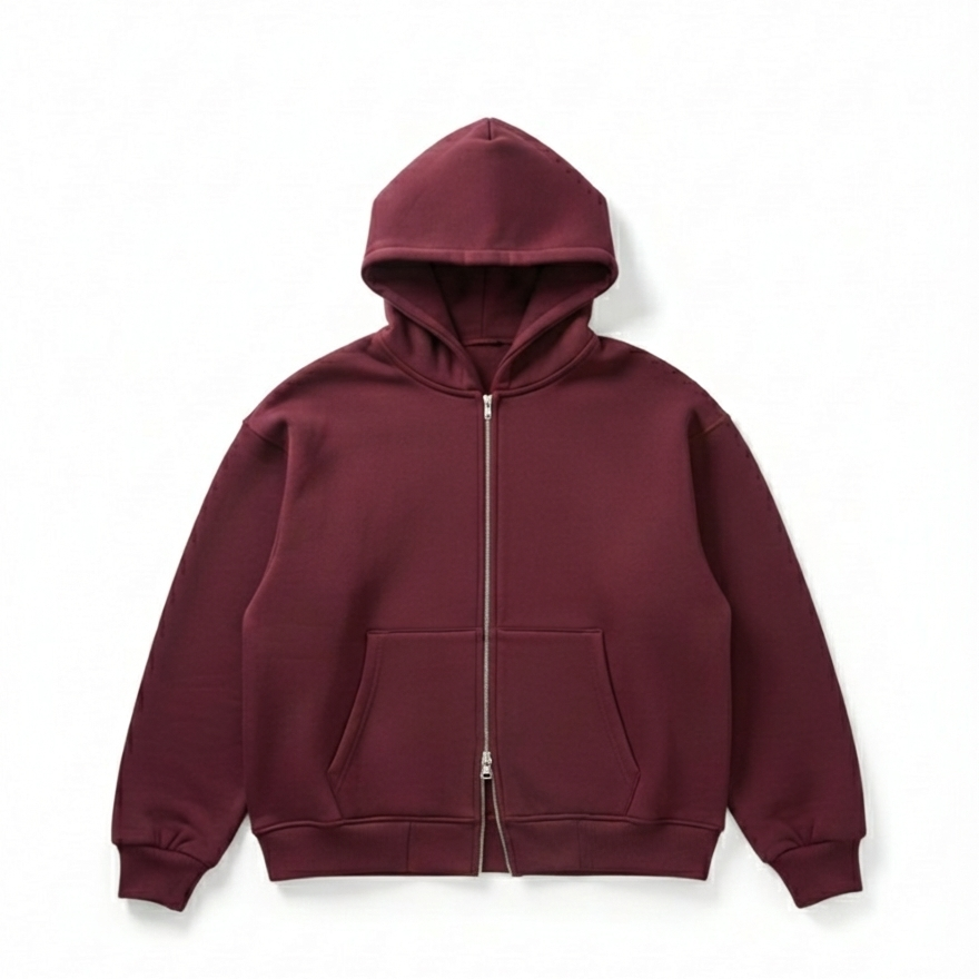 Burgundy cropped zippers