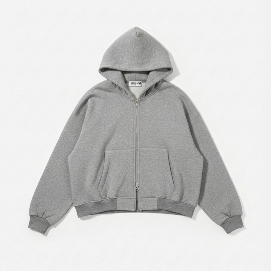 Grey marl cropped zippers