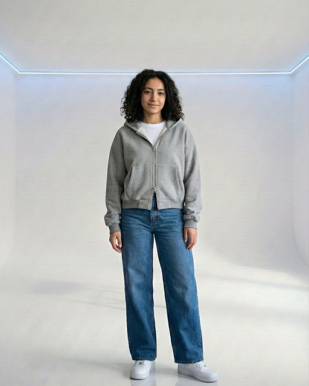 Grey marl cropped zippers