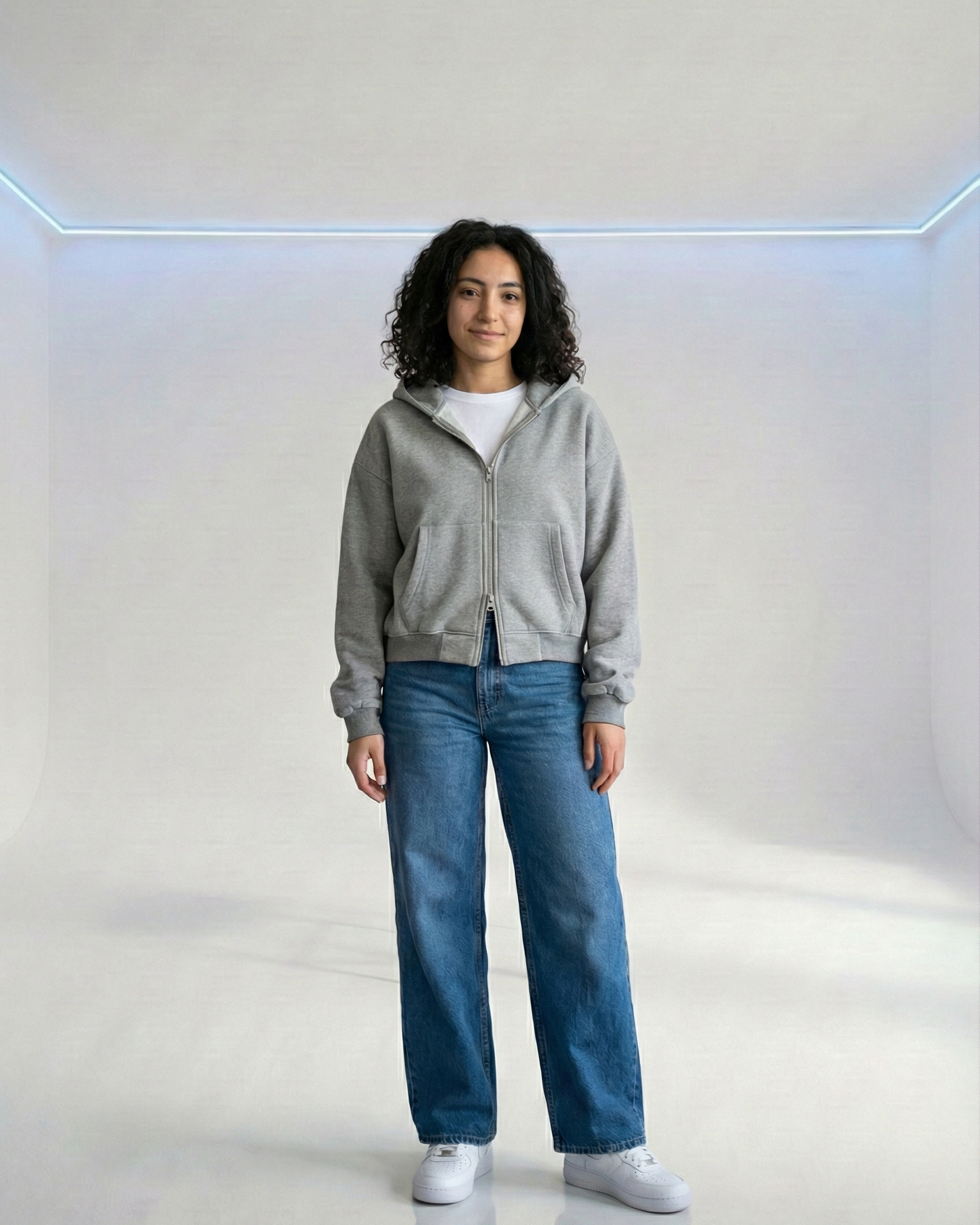 Grey marl cropped zippers